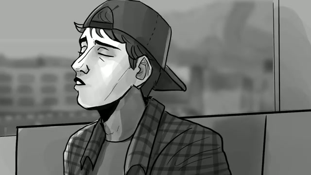 Run Away With Me (still — Adam in profile)